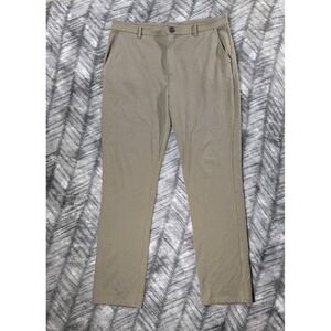 True Classic Beige Dress Pants Slim Fit Trousers Rayon Blend Stretch Mens 36x33